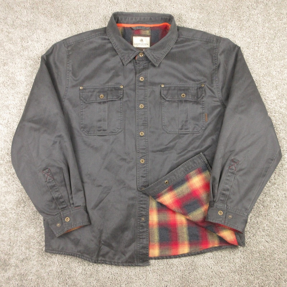 Legendary Whitetails Jacket Mens 2XL Waxed Cotton Flannel Line Snap Shacket